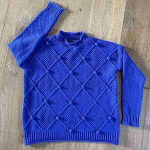 Staccato crisscross design Knit Women’s Sweater Blue (Size S)